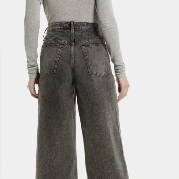 NWT Rag & Bone Maya High Rise Shorty Wide Leg Jeans in Black Opal Size 34 - Picture 3 of 13